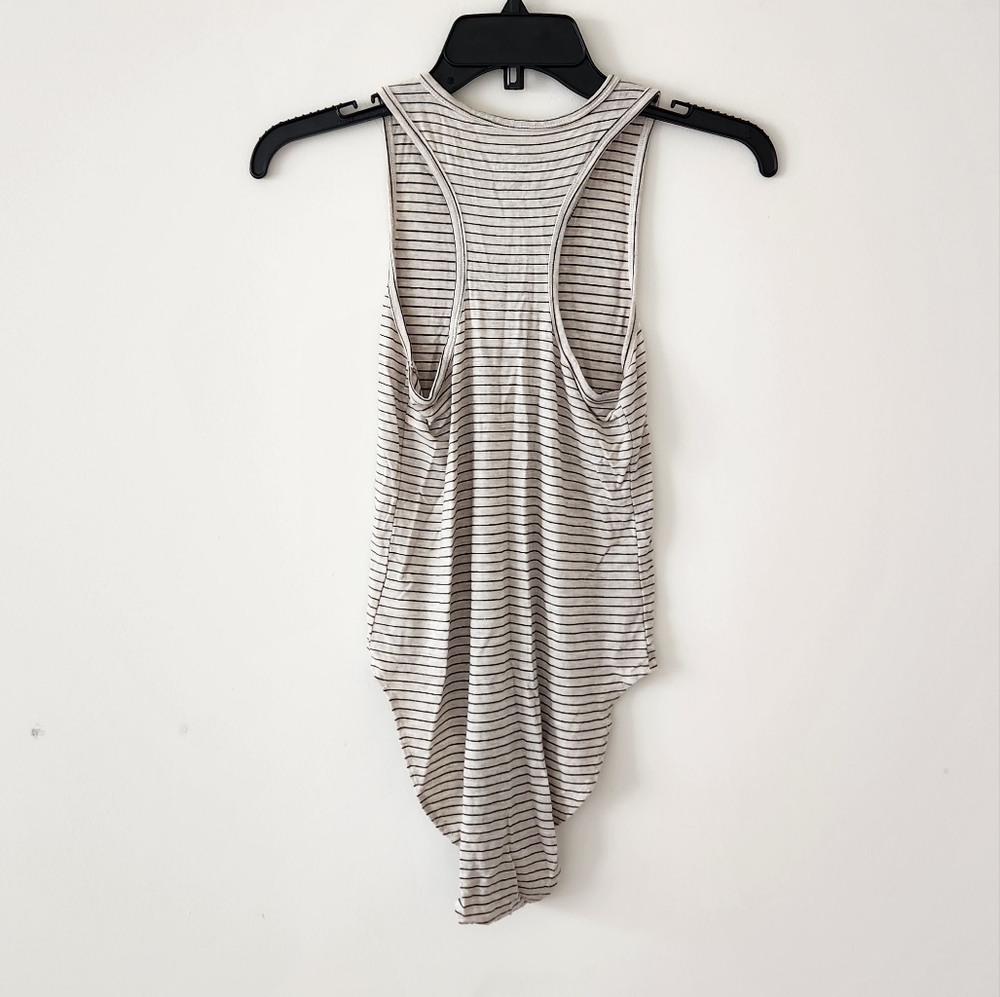 American Eagle Bodysuit Striped Sleeveless Racerback Bodysuit Top White Small - Picture 2 of 4